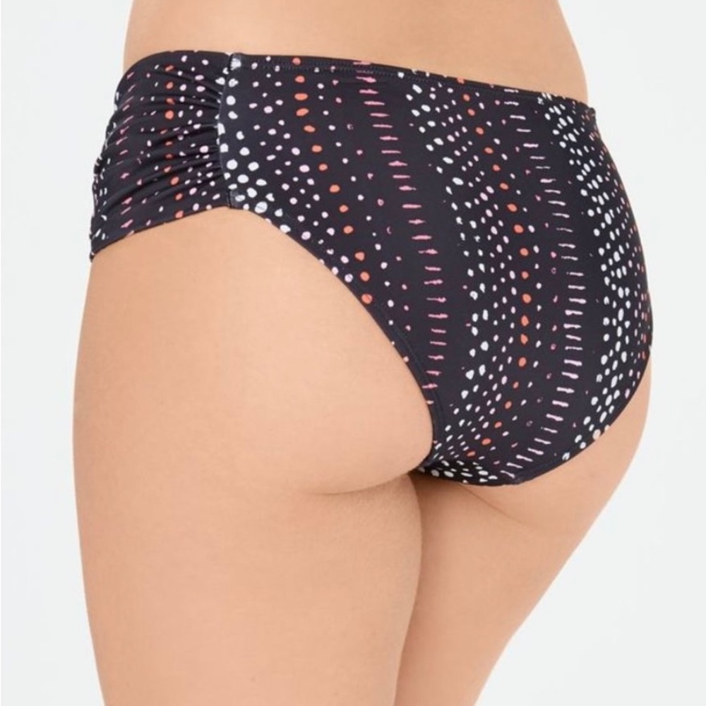 NWT RACHEL Rachel Roy Womens Dot Dash Ruched Side Hipster Bikini Bottoms XL